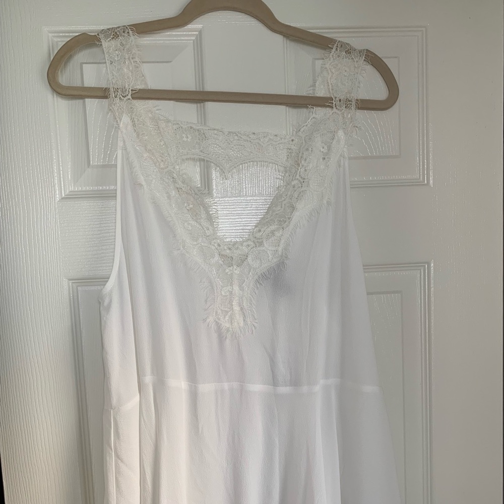 White Loose Peplum Lace Tank